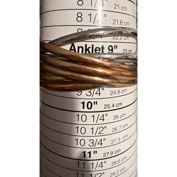 Metallic Multi Tone Cluster Bangle Bracelets Gold Silver Rose Gold Tone 9" - Picture 4 of 4